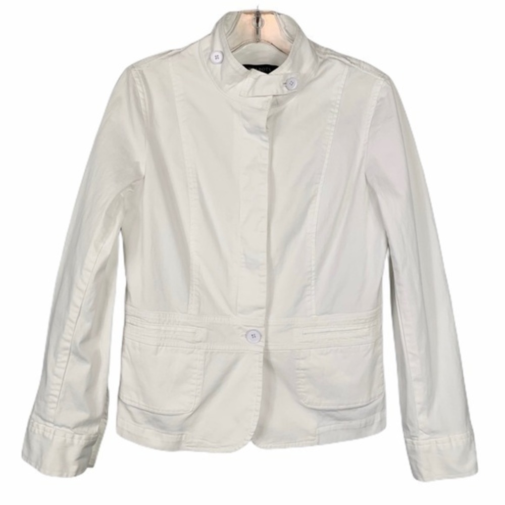 Talbots White Preppy Minimalist Button Front Jacket Blazer Coat Classic Chic 6 - Picture 2 of 8
